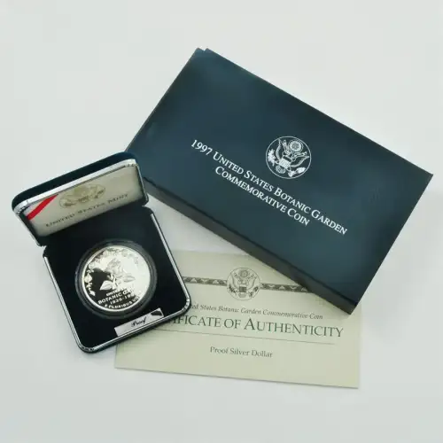 1997-P Botanic Garden BU Silver Dollar - Box & COA